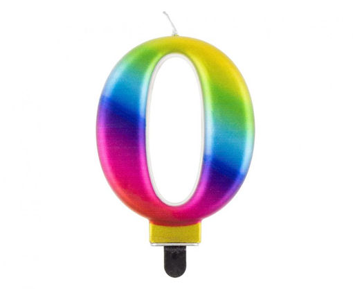 Picture of BIRTHDAY CANDLE RAINBOW NUMBER 0 - 8CM